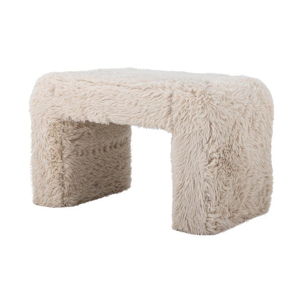 Poggiapiedi beige con rivestimento in pelliccia sintetica Bobbie – Bloomingville-image-2