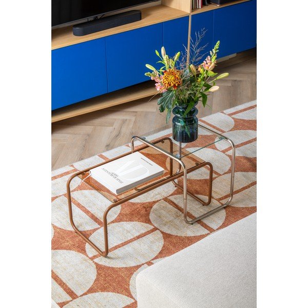 Tavolino da salotto verde con piano in vetro 40x80 cm Ventana – Leitmotiv-image-1