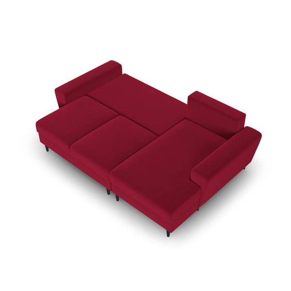 Divano angolare rosso allungabile e con contenitore (con penisola a destra/con chaise lounge) con rivestimento in velluto Kyoto – Cosmopolitan Design-image-2