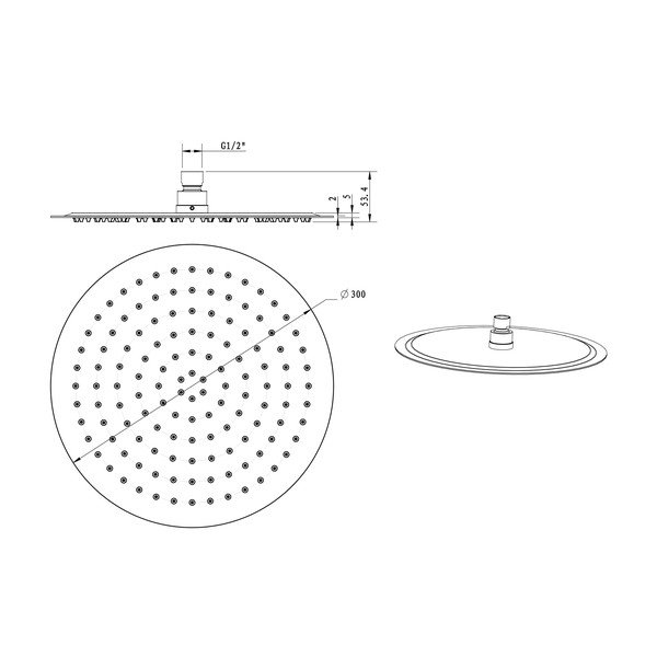 Soffione nero opaco in acciaio inox ø 30 cm Slim - Sapho-image-1