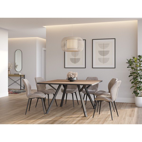 Sedie da pranzo beige in set da 4 Luna - Marckeric-image-1