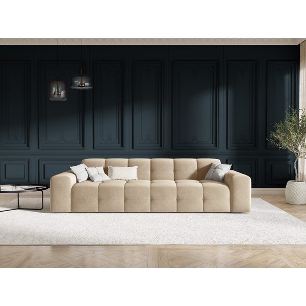 Divano in velluto beige 255 cm Kendal - Micadoni Home-image-1