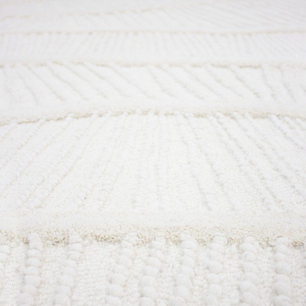 Tappeto bianco in misto lana tessuto a mano 140x200 cm Sculptured Wave – Flair Rugs-image-2