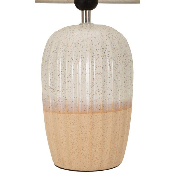 Lampada da tavolo color crema in ceramica con paralume in tessuto (altezza totale 44 cm) Japandi – Mauro Ferretti-image-3