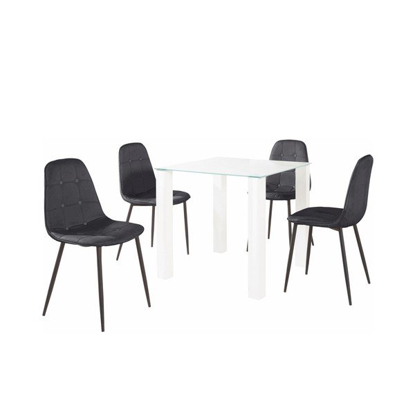 Set di tavolo da pranzo e 4 sedie nere Dante, lunghezza tavolo 80 cm - Støraa