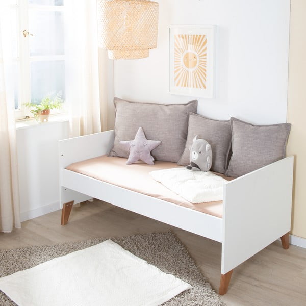 Lettino in colore bianco e naturale 70x140 cm Ole - Roba-image-2