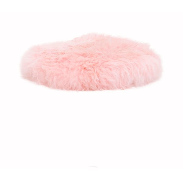 Cuscino di seduta in pelle di pecora rosa Rotondo, ⌀ 40 cm - Native Natural