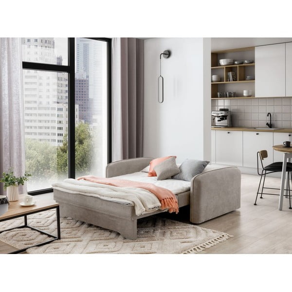 Divano beige allungabile/con contenitore e rivestimento in ciniglia 155 cm Laine – ELTAP-image-4