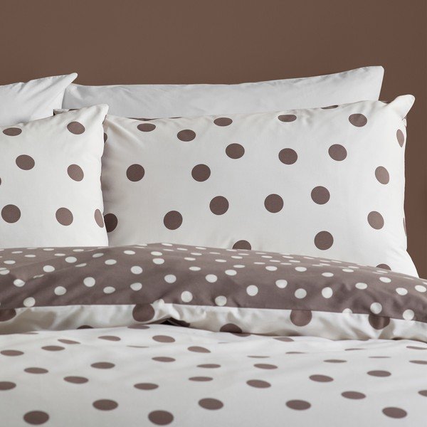 Set copripiumino e federa bianco/marrone scuro per letto singolo 135x200 cm Polka Dot – Catherine Lansfield-image-2