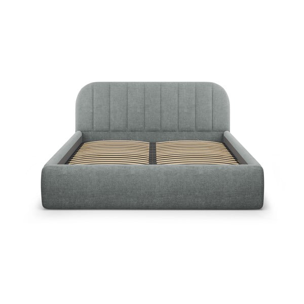 Letto matrimoniale imbottito grigio scuro con contenitore con rete inclusa 200x200 cm Juno – Windsor & Co Sofas-image-4