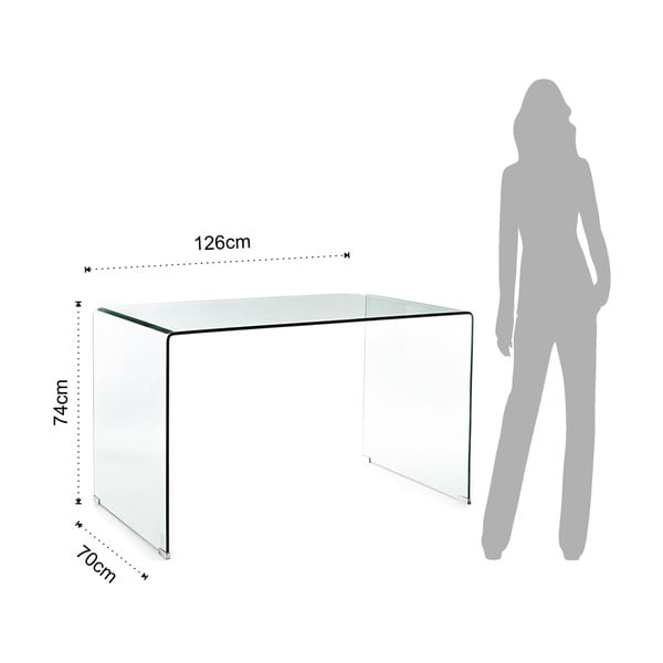 Tavolo da lavoro in vetro 70x126 cm Bend - Tomasucci-image-4