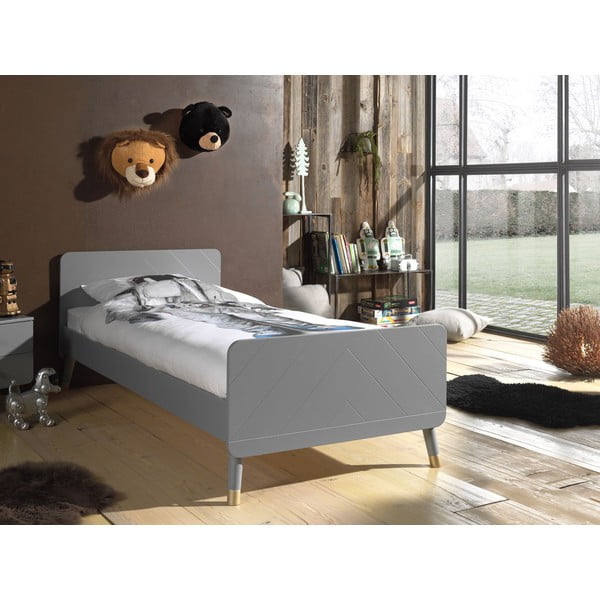 Letto per bambini in legno di pino grigio, 90 x 200 cm Billy - Vipack-image-2