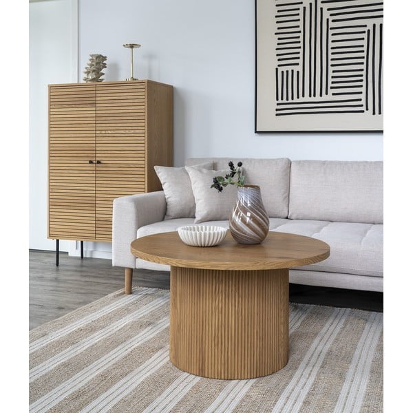 Tavolino rotondo effetto pioppo in colore naturale ø 80 cm Boavista - House Nordic-image-1