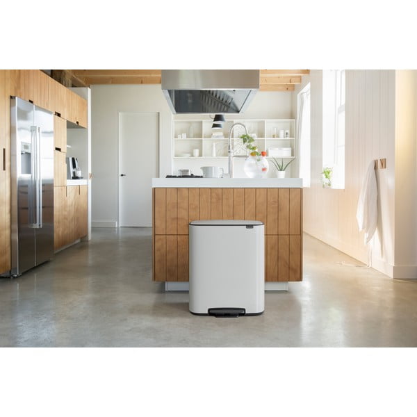 Bidone in acciaio bianco per raccolta differenziata 60 l Bo - Brabantia-image-1