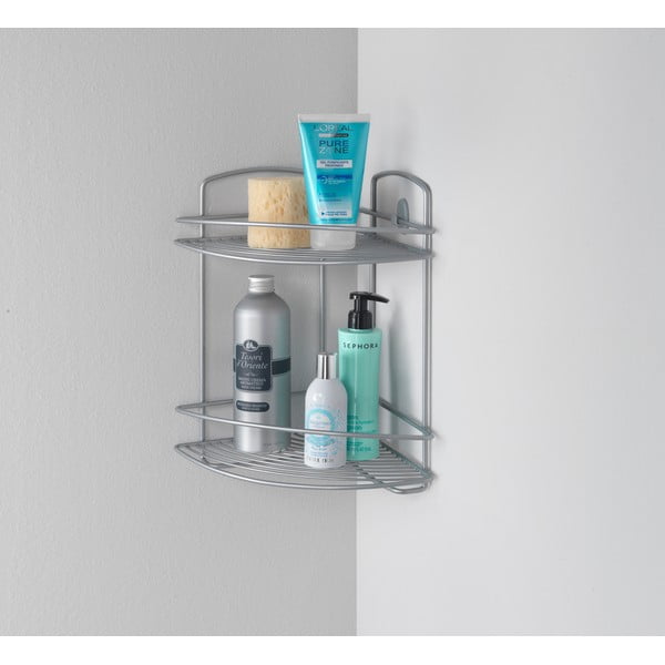 Mensola da bagno angolare a parete in acciaio, argento - Metaltex-image-1