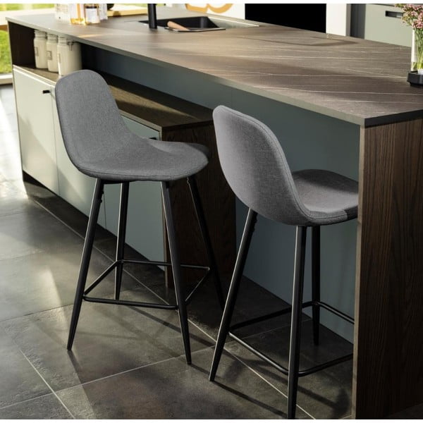 Set di sbagelli da bar grigio chiaro in imbottito 2 pz (altezza della seduta 65 cm) Wilma – Actona-image-1