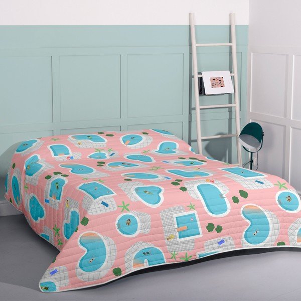 Copriletto trapuntato blu e rosa 260x260 cm Swimming pool - Aware