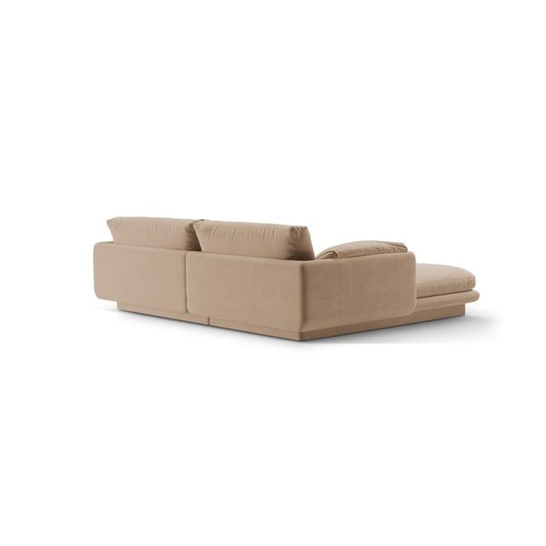 Divano angolare beige (con penisola a destra/con chaise lounge) con rivestimento in velluto Torino – Micadoni -image-3