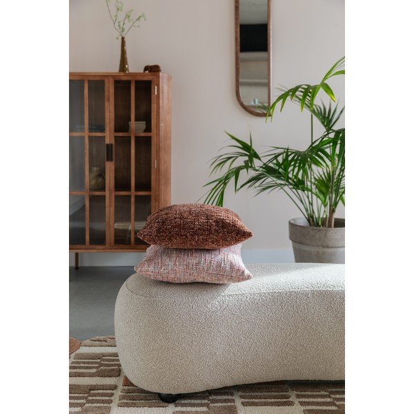 Panchina beige in imbottito con rivestimento in bouclé Noxx – White Label-image-1