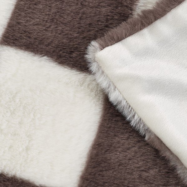 Coperta bianca/marrone scuro 130x170 cm Cosy Soft Checkerboard – Catherine Lansfield-image-3
