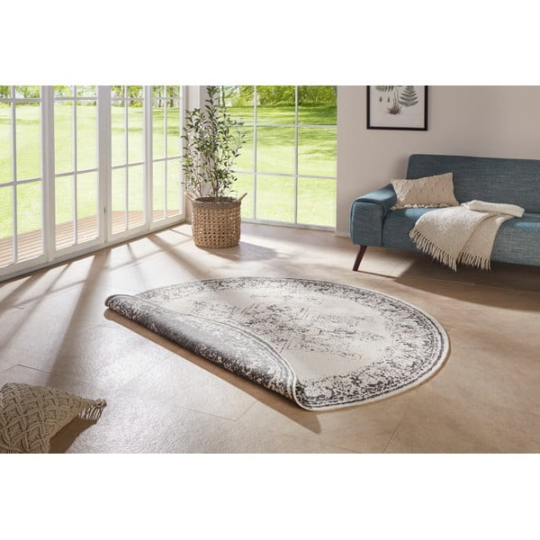 Tappeto da esterno grigio e crema , ø 140 cm Borbon - NORTHRUGS-image-1
