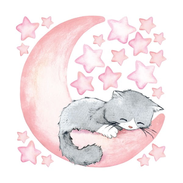 Adesivi murali rosa per bambini Magic Cat - Ambiance-image-2