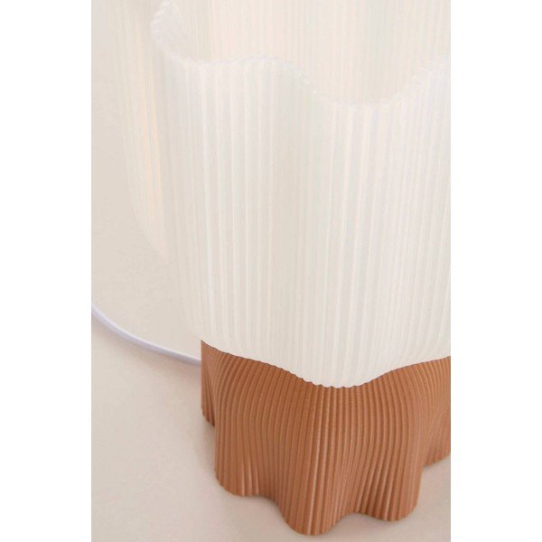 Lampada da tavolo bianca/marrone in plastica (altezza totale 27 cm) Camier – Jotex-image-4