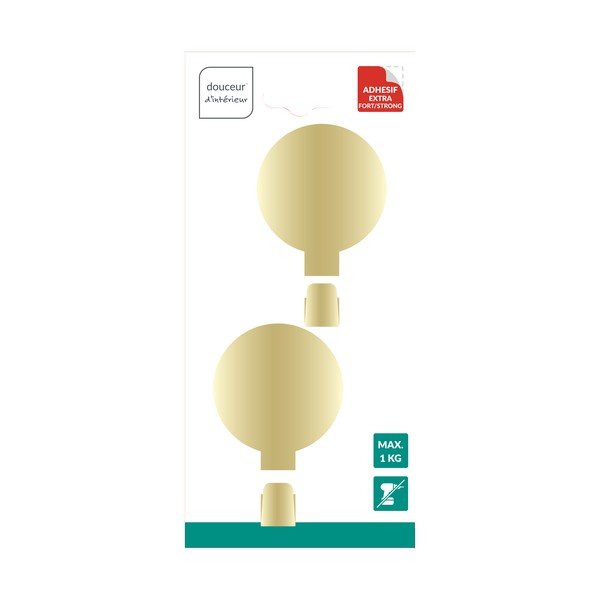 Set di ganci senza foratura oro opaco in metallo 2 pz Fixeo – douceur d'intérieur-image-1