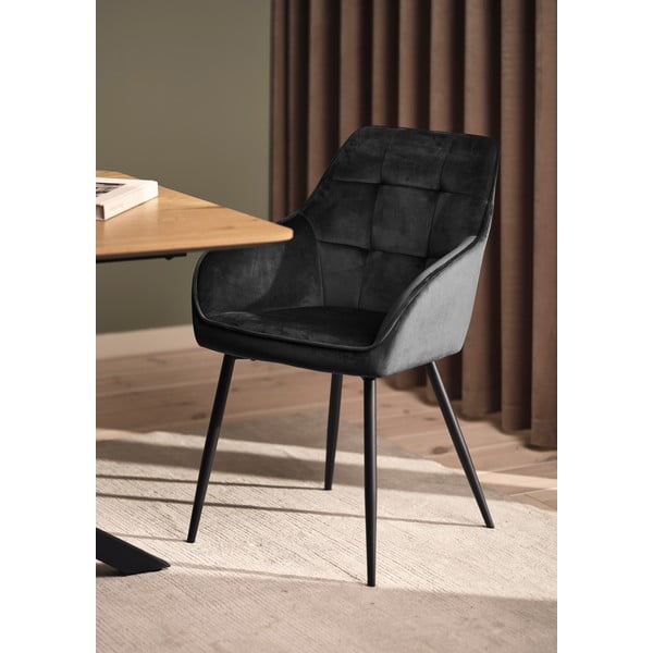 Set di sedie da pranzo grigia in imbottito con braccioli 2 pz Nolan Square – Unique Furniture-image-1