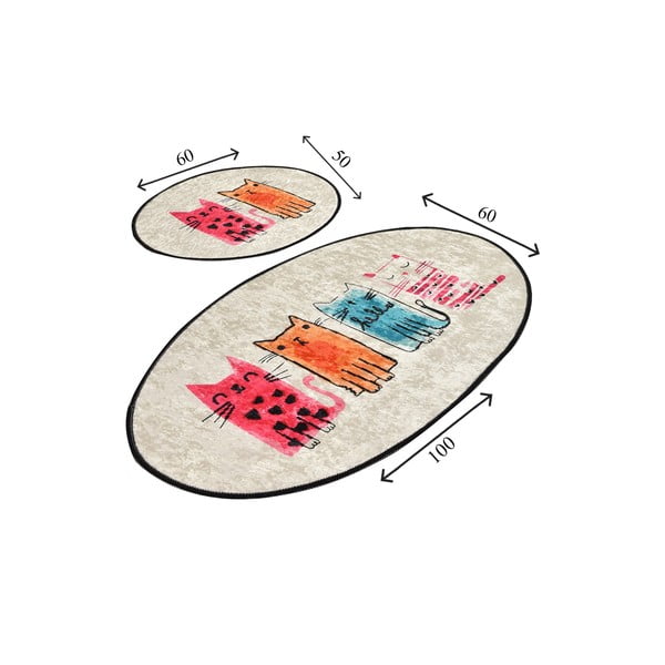 Tappetini da bagno marrone chiaro in set di 2 pezzi 60x100 cm Baby Cats - Foutastic-image-3