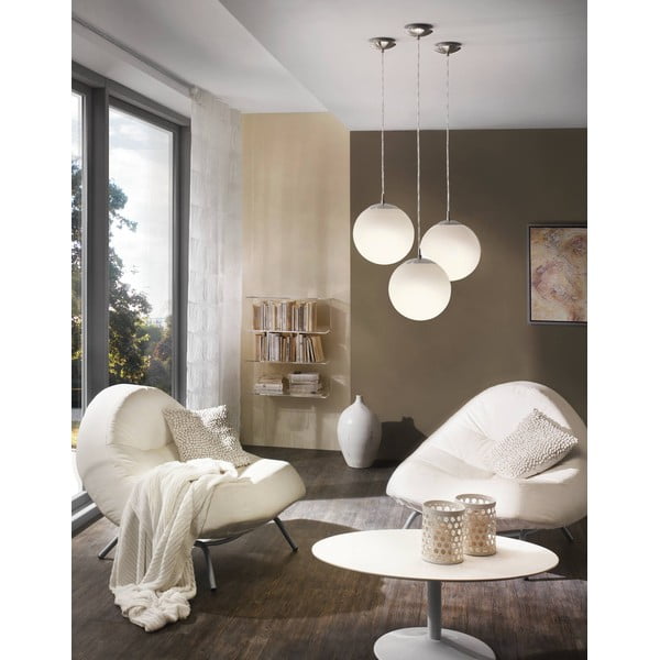 Lampadario bianco/argentato con paralume in vetro ø 30 cm RONDO – EGLO-image-2