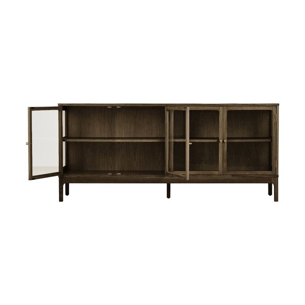 Vetrina marrone scuro con effetto rovere 180x80x40 cm Zamora – House Nordic-image-4