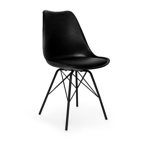 Set di 2 sedie nere con base in metallo nero Eco - Bonami Essentials