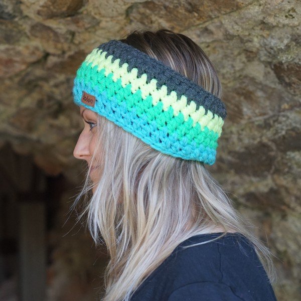 Cerchietto all'uncinetto a mano Stripes Blue - DOKE-image-2