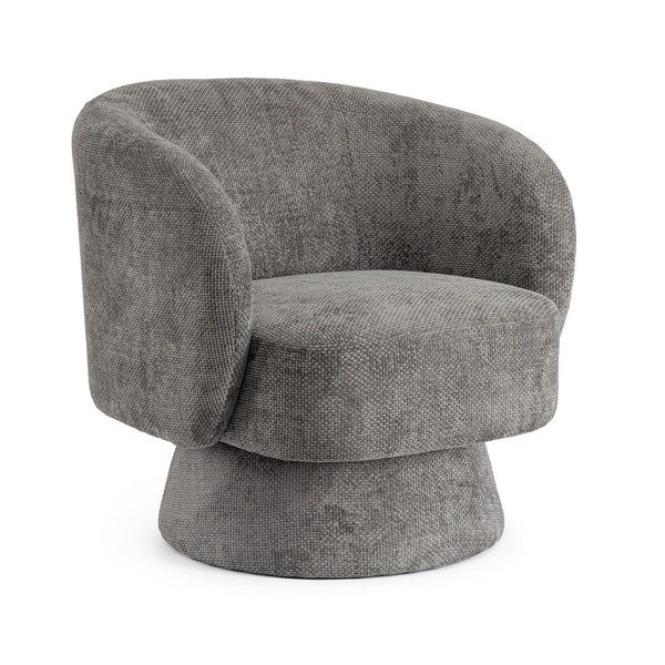 Poltrona grigio scuro girevole con rivestimento in ciniglia Julienne – Bizzotto