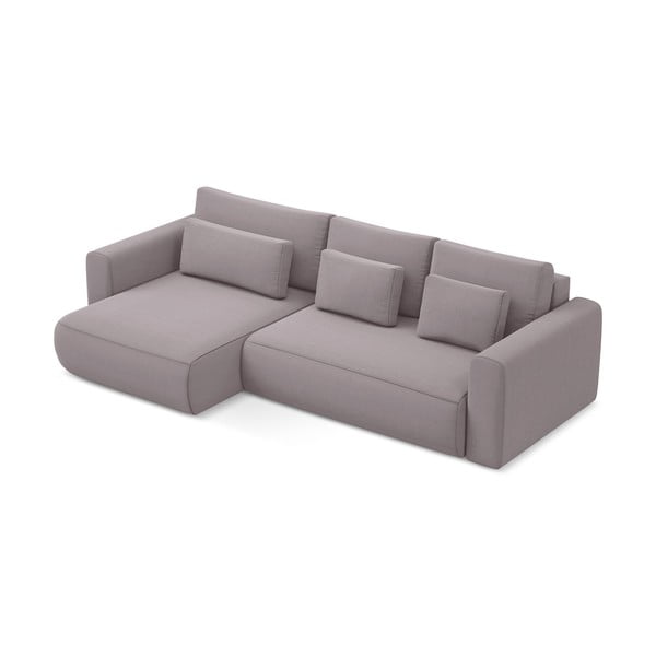 Divano angolare lavanda allungabile/con contenitore (con penisola a sinistra/con chaise lounge) con rivestimento in velluto Kapua – Makamii-image-2