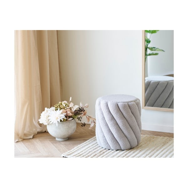 Poggiapiedi grigio con rivestimento in bouclé Sana – House Nordic-image-1
