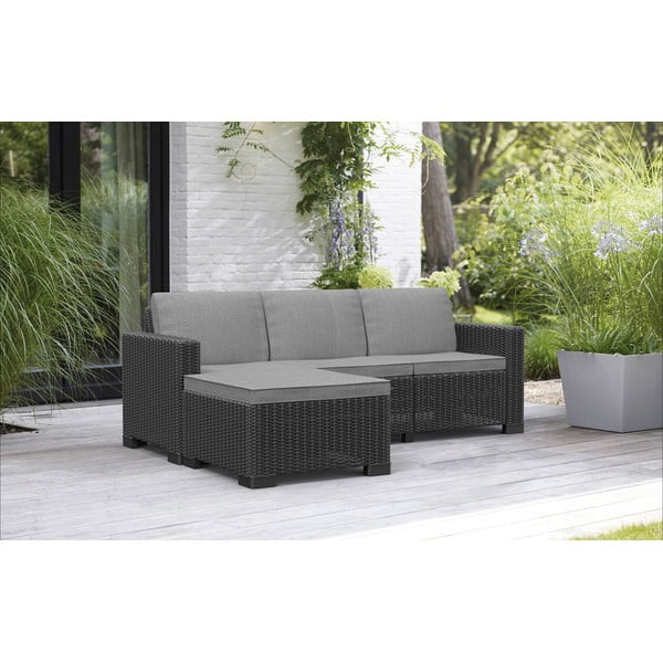 Set da giardino in rattan artificiale grigio per 3 persone California - Keter-image-2