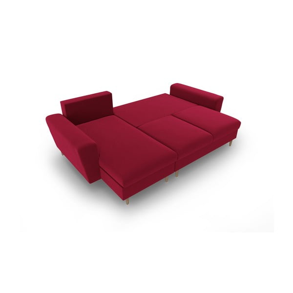 Divano angolare rosso allungabile e con contenitore con rivestimento in velluto Kyoto – Cosmopolitan Design-image-2