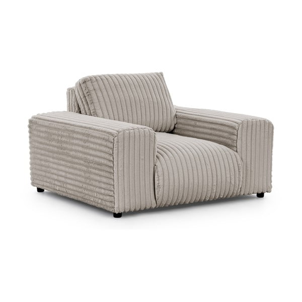 Poltrona grigio chiaro con rivestimento in velluto a coste Justin – Ropez