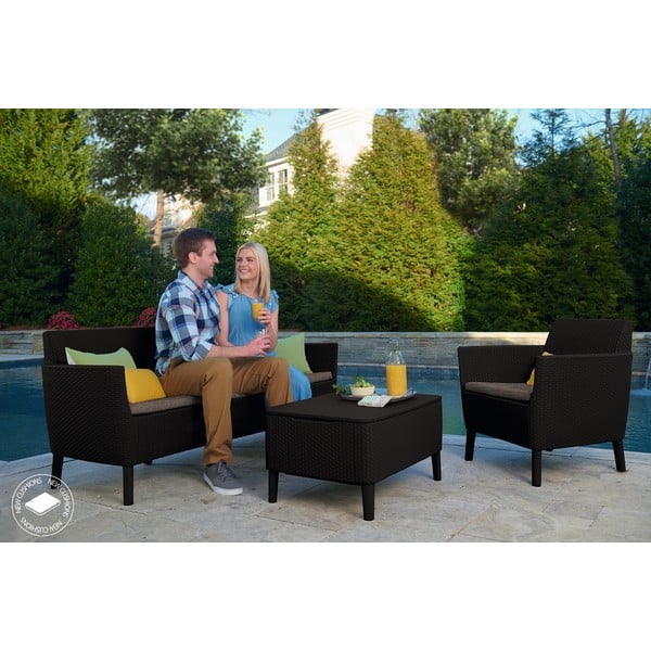 Set da giardino in rattan artificiale grigio scuro per 4 persone Salemo - Keter-image-2