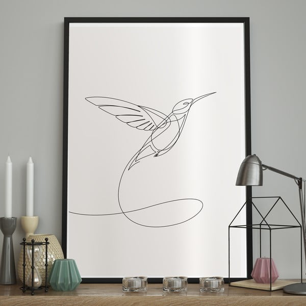 Poster da parete in cornice SKETCHLINE/HUMMINGBIRD, 50 x 70 cm Sketchline Hummingbird - DecoKing-image-1