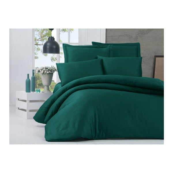 Biancheria da letto in cotone sateen verde scuro per letto singolo , 140 x 200 cm Alisa - Mijolnir