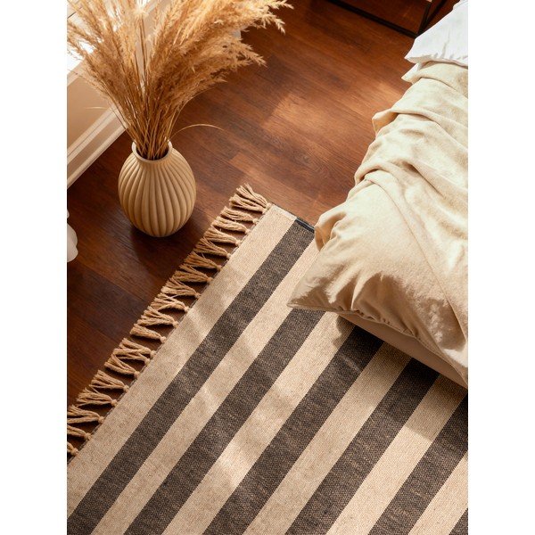 Tappeto nero/color crema in iuta reversibile/tessuto a mano 200x300 cm Playa – Hanse Home-image-3