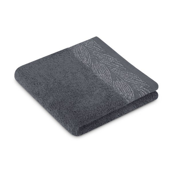 Set di asciugamani per viso e corpo tipo terry grigio scuro in cotone 3 pz Allium – Restilo-image-1