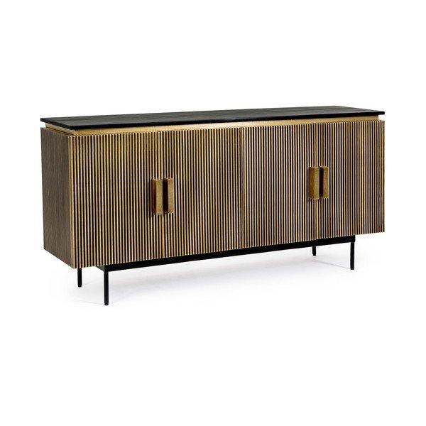 Credenza nera/di colore naturale 160x80x40 cm Virat – Bizzotto