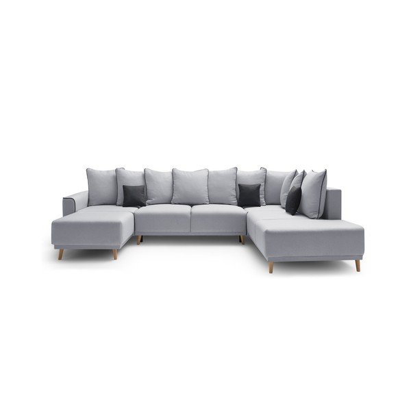 Divano letto a U grigio Panoramique XXL Mola, angolo sinistro - Bobochic Paris