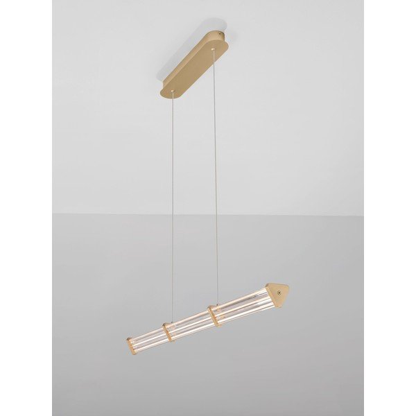 Lampadario LED oro opaco in metallo con paralume in vetro acrilico con intensità regolabile Pheme – Nova Luce-image-4