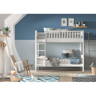 Letto a castello in pino bianco con spazio contenitivo 90x200 cm SCOTT - Vipack