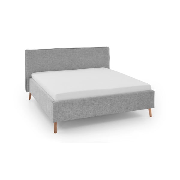 Letto matrimoniale imbottito grigio chiaro con vano contenitore con griglia 160x200 cm Riva - Meise Möbel